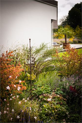 Handgefertigte Rankspirale aus Cortenstahl. 